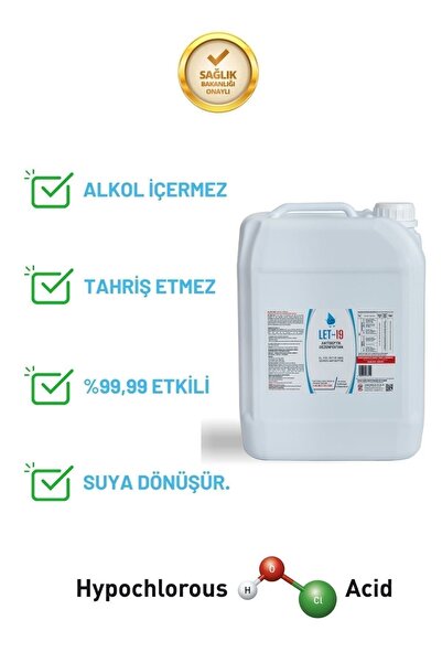 LET-19 5 Litre Hipokloröz Asit El&cilt&yüz Ve Yara Çevresi Antiseptiği ( Alko...