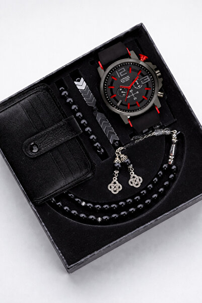 wesscollection Erkek Kol Saati Kartlık Tesbih ve Bileklik Set