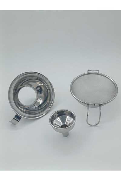 IKEA süzgeç-huni seti, paslanmaz çelik, 3 parça