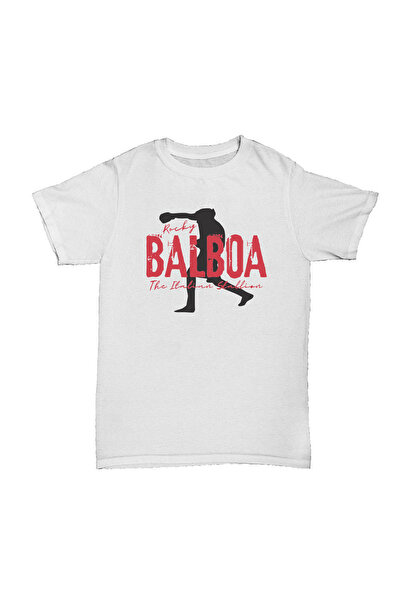 l'eivor تي شيرت أبيض مطبوع للجنسين من روكي بالبوا