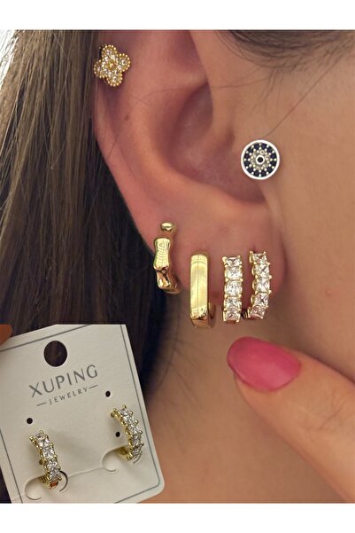 Butik XUping Taşlı Halka Küpe Baget Taşlı