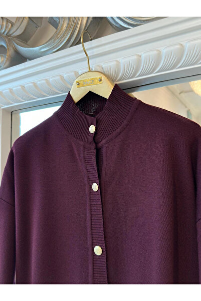Invee 7070 Плетен кардиган от вълнена смес - бордо