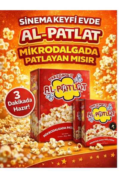AL-PATLAT Mikrodalgada Patlayan Mısır 1 kutu (100 gr x 3 paket) - 3 Dakikada Hazır - %100 Türk Malı