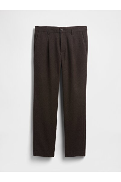 GAP Erkek Koyu Kahverengi Yün Karışımlı Relaxed Straight Pantolon
