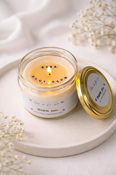 MyWorldorganization Harf taşlardan oluşturulmuş kişiye özel cam kavanozda mum...