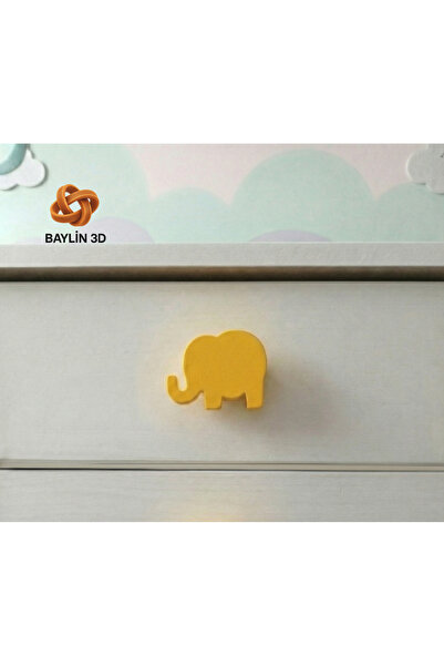 Baylin3D مقبض خزانة على شكل فيل - لغرفة الأطفال، عصري وأنيق - فردي (يشمل برغي...