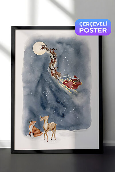 Postifull Slika u crnom okviru, novogodišnji poster, novogodišnja dekoracija,...