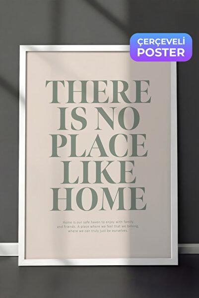 Postifull Beyaz Çerçeveli Tablo, Poster ve Çerçeve Seti, There Is No Place Li...