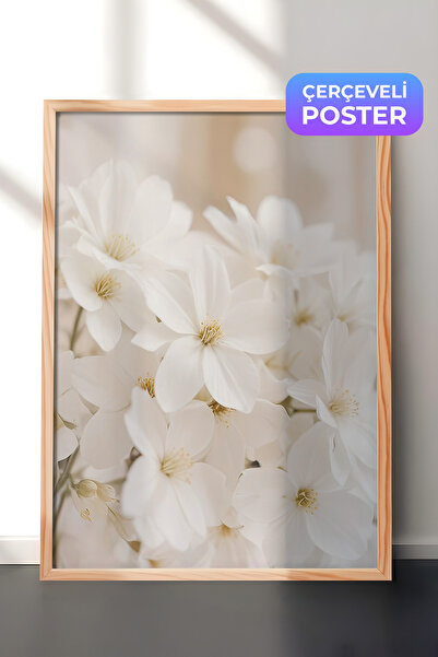 Postifull Slika u okviru "Mekani beli cvet", drveni okvir i poster, zidna sli...