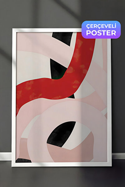 Postifull Slika u belom okviru, zidna slika, ružičasti i crveni potezi četkic...