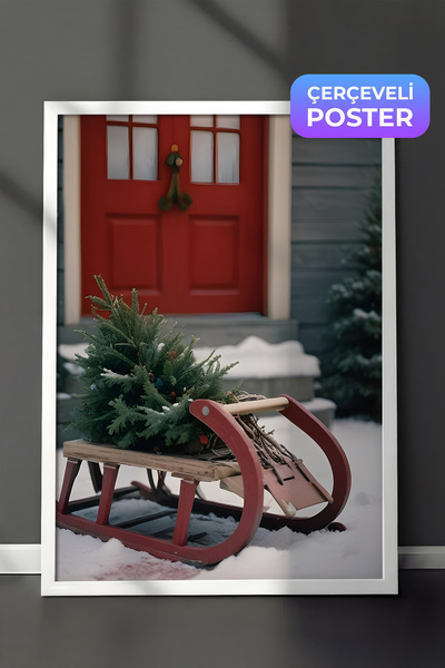 Postifull Slika u belom okviru, novogodišnji poster, novogodišnja dekoracija,...