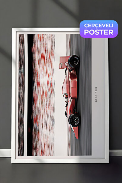Postifull Slika uokvirena crvenim trkačkim automobilom, beli okvir i poster, ...