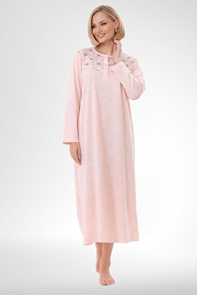 Mecit Pijama Mecit 6207 Pudra Büyük Beden Kadın Gecelik