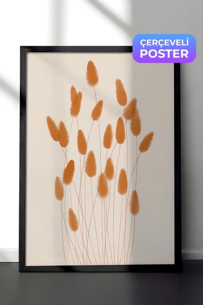 Postifull Akvarelne trske u uokvirenoj slici, crni okvir i poster, zidna slik...