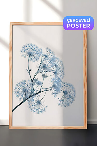 Postifull Slika uokvirena plavim maslačkom, drveni okvir i poster, zidna slik...