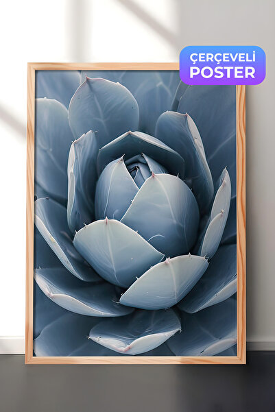 Postifull Slika uokvirena plavim kaktusom, drveni okvir i poster, vertikalna ...