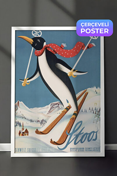 Postifull Vintage Stoos pingvin uokvirena slika, vertikalna zidna slika Comfo...