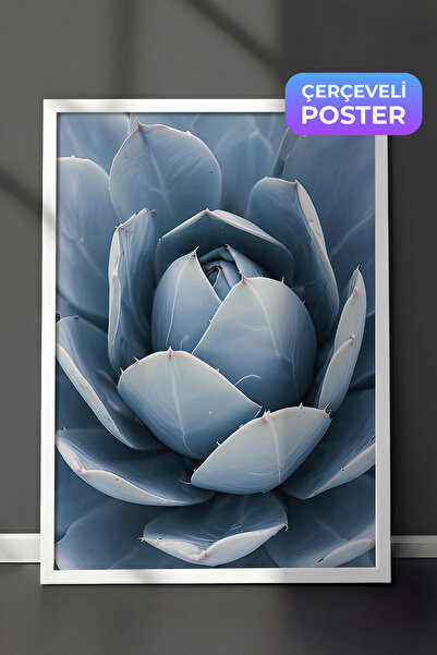 Postifull Slika uokvirena plavim kaktusom, beli okvir i poster, vertikalna zi...