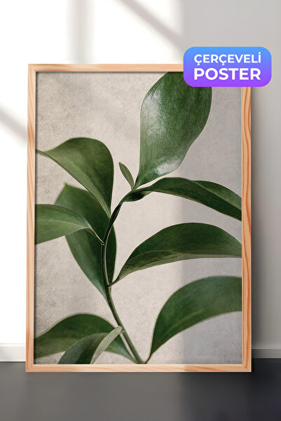 Postifull Green Botanical Çerçeveli Tablo, Ahşap Çerçeve ve Poster, Duvar Tab...