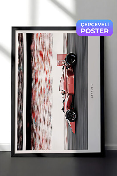 Postifull Slika uokvirena crvenim trkačkim automobilom, crni okvir i poster, ...