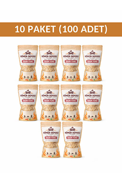 KömürDeposu Odun Yünü Hızlı ve Kolay Ateş Tutuşturucu 10 Paket (100 Adet)