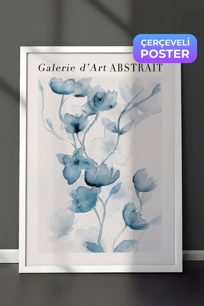 Postifull Pictură înrămată Fleurs Bleues No1, cadru alb și poster, pictură mu...