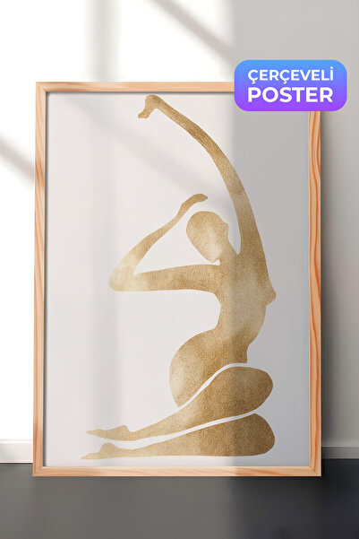 Postifull Zlatna figura u uokvirenoj slici, drveni okvir i poster, vertikalna...