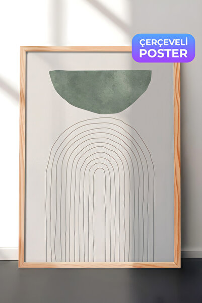 Postifull Green Arch Illustration No1 Çerçeveli Tablo, Dikey Duvar Tablosu Co...