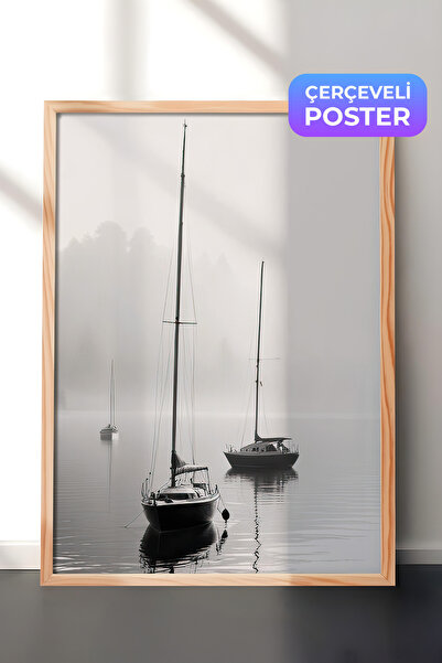 Postifull Slika u ramu sa jedrilicama, drveni okvir i poster, vertikalna zidn...