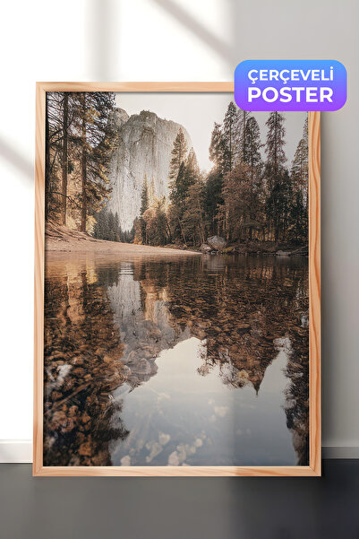 Postifull Yosemite Autumn Çerçeveli Tablo, Ahşap Çerçeve ve Poster, Duvar Tab...