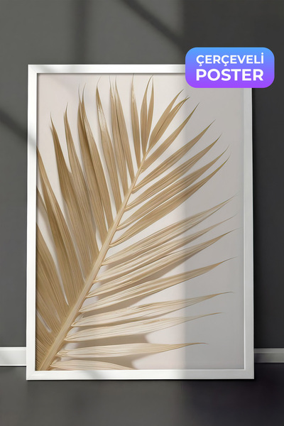 Postifull Slika sa zlatnom palmom u ramu, beli okvir i poster, vertikalna zid...