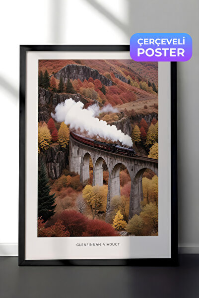 Postifull Slika uokvirena viadukta Glenfinnan, crni okvir i poster, zidna sli...