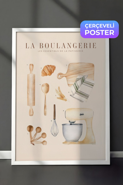 Postifull La Boulangerie No2 Çerçeveli Tablo, Beyaz Çerçeve ve Poster, Duvar ...