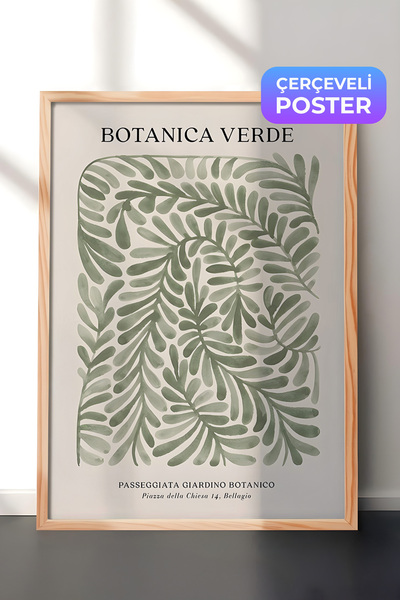 Postifull Ahşap Çerçeveli Tablo, Poster ve Çerçeve Seti, Botanica Verde Comfo...