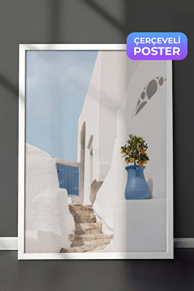 Postifull Mediterranean Stairs Çerçeveli Tablo, Dikey Duvar Tablosu Comfort S...