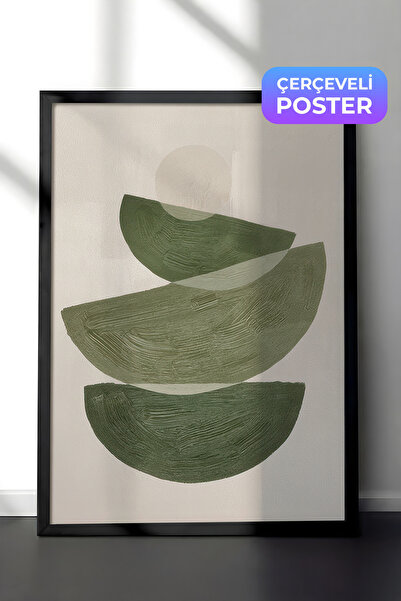 Postifull Zelene grafičke forme br. 1 uokvirena slika, vertikalna zidna slika...