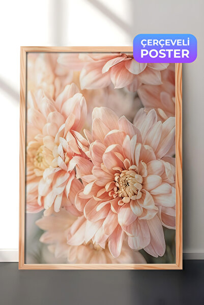 Postifull Pastelne dalije u uokvirenoj slici, drveni okvir i poster, zidna sl...