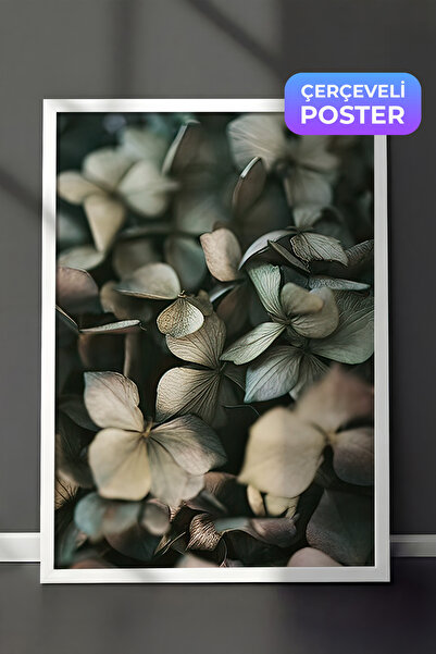 Postifull Zelena hortenzija u uokvirenoj slici, beli okvir i poster, zidna sl...