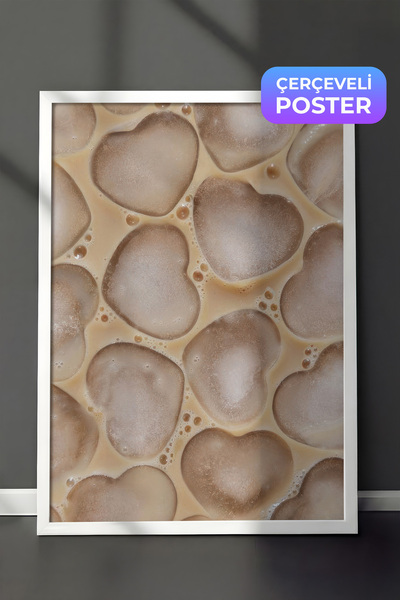Postifull Slika u ramu sa ledenom kafom, beli okvir i poster, vertikalna zidn...