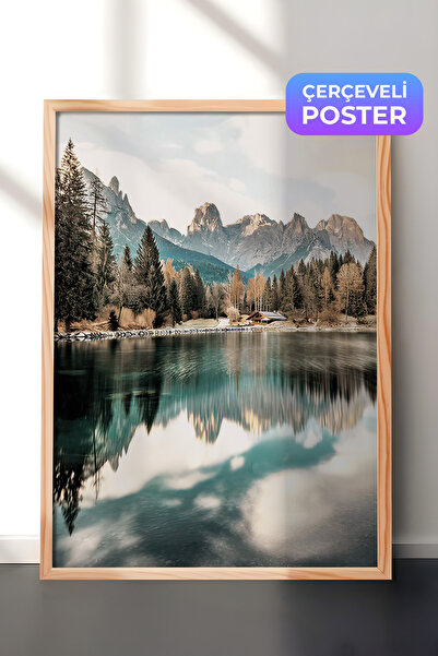 Postifull Slika u ramu "Kuća na jezeru", drveni okvir i poster, vertikalna zi...