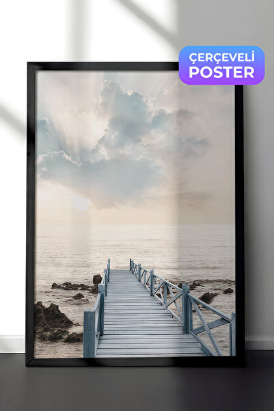 Postifull Dok na izlasku sunca uokvirena slika, crni okvir i poster, zidna sl...