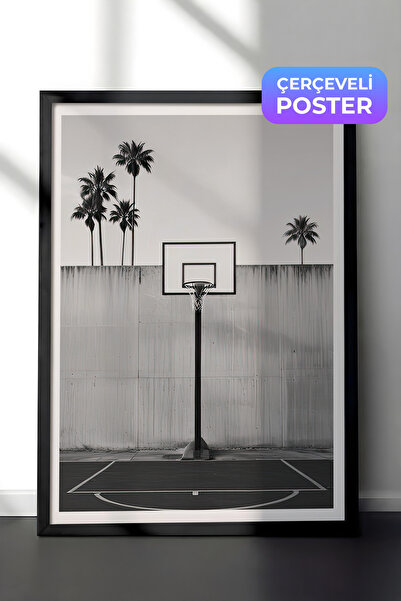 Postifull California Basketball Court Çerçeveli Tablo, Dikey Duvar Tablosu Co...
