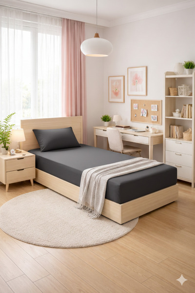 Zarif Home Yonk Life Natural Cotton Elastic Fitted Sheet Set 120X200+30