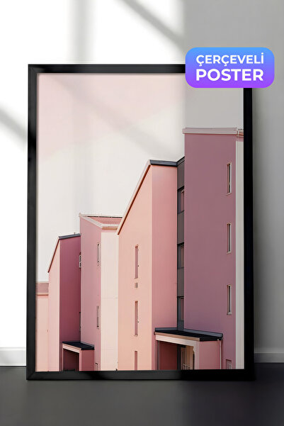 Postifull Slikanje u nijansama ružičaste u okviru, crni okvir i poster, zidna...