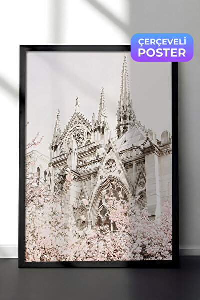 Postifull Notre Dame u cvatu uokvirena slika, crni okvir i poster, zidna slik...