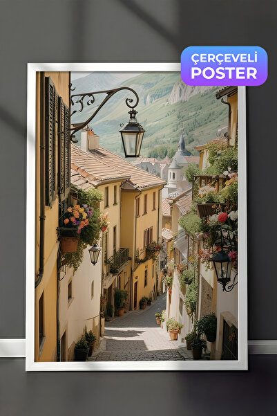 Postifull Slika uokvirena stepenicama ka okeanu, beli okvir i poster, zidna s...