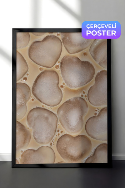 Postifull Slika u ramu sa ledenom kafom, crni okvir i poster, vertikalna zidn...