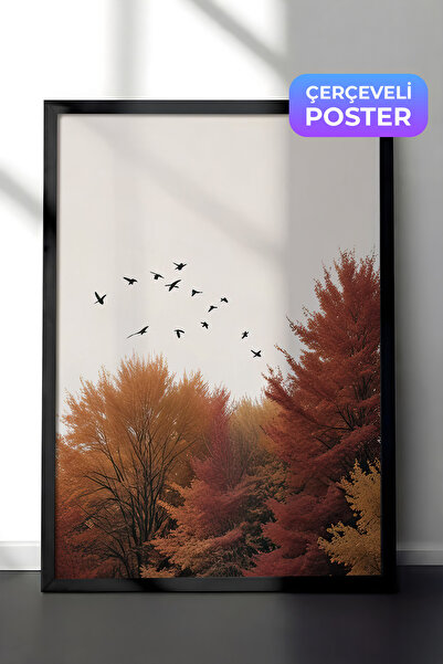 Postifull Ptice iznad šume Uramljena slika, Vertikalna zidna slika Serija Com...