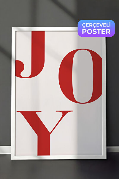 Postifull Radost u crvenoj novogodišnjoj sliki, beli okvir i poster, vertikal...