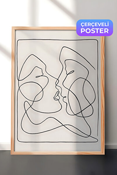 Postifull Slika u drvenom okviru, set postera i okvira, jednolinijska umetnos...